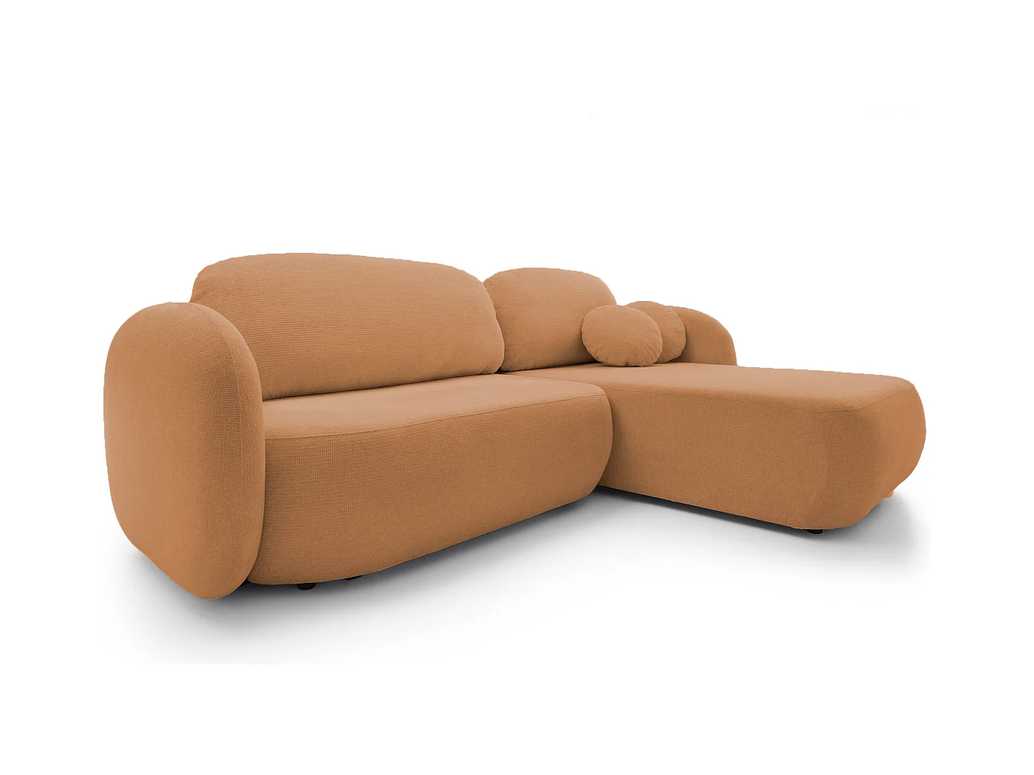 Canapé d'Angle OLIO L-Form avec Lit 138x210cm Coffre et Coussins Amovibles – Droite 248x174x86cm ORANGE FONCÉ