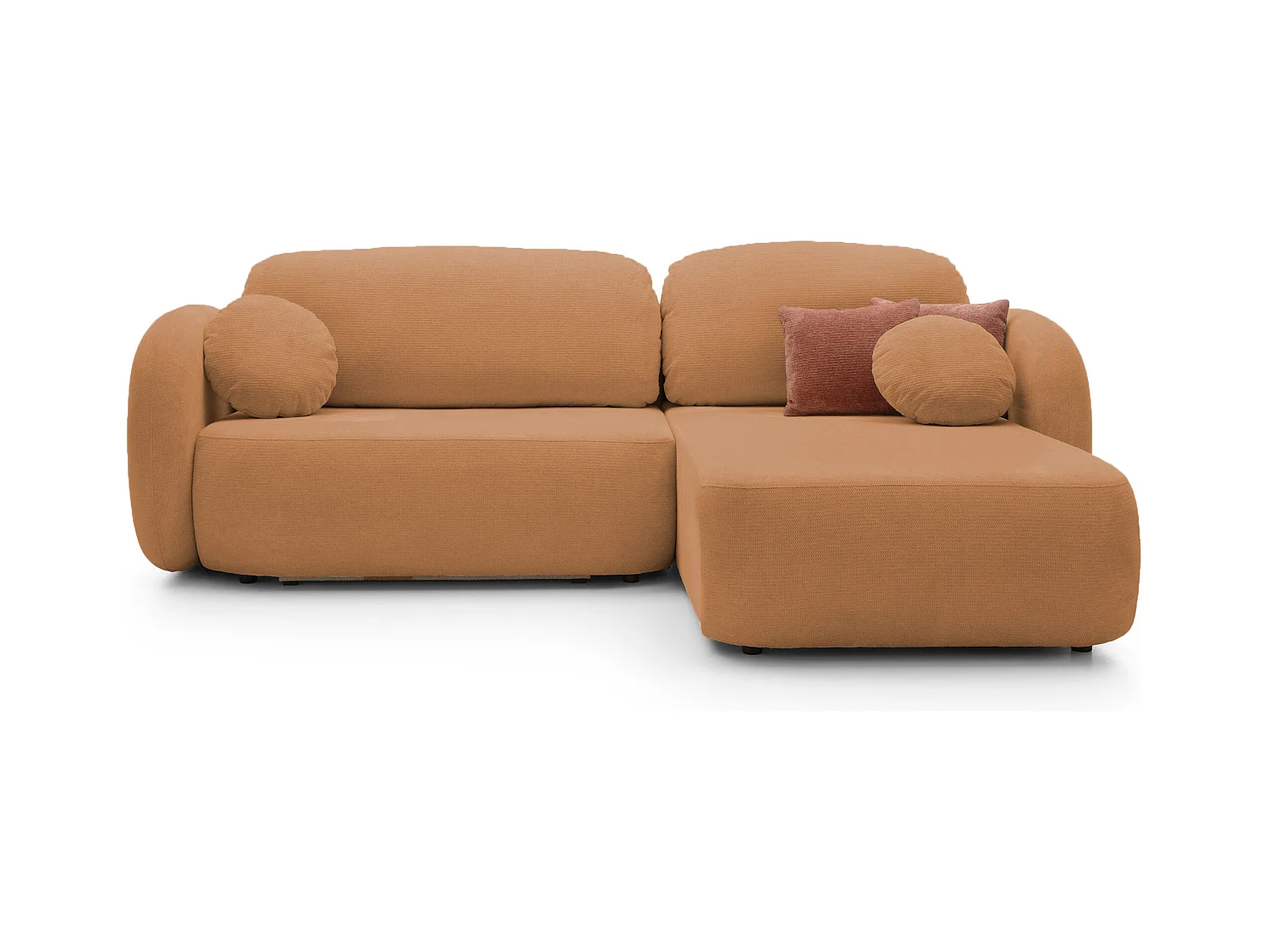 Canapé d'Angle OLIO L-Form avec Lit 138x210cm Coffre et Coussins Amovibles – Droite 248x174x86cm ORANGE FONCÉ