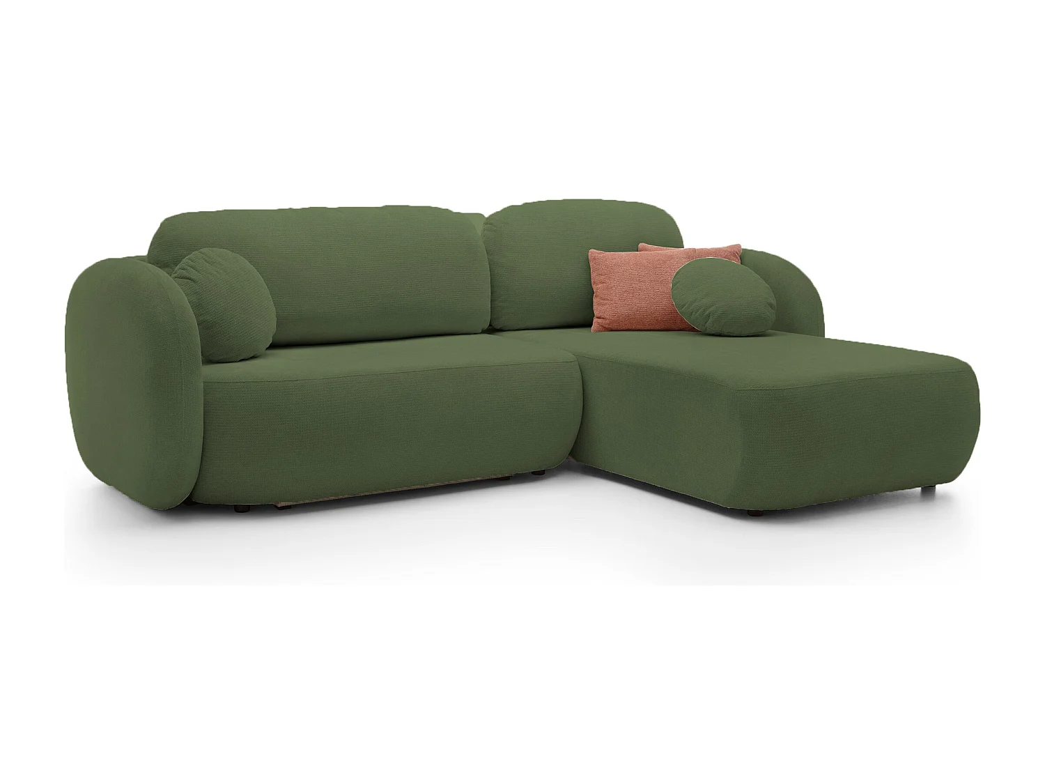 Hoekbank OLIO L-Form met Bed 138x210cm Lade en Verwijderbare Kussens – Rechts 248x174x86cm GROEN