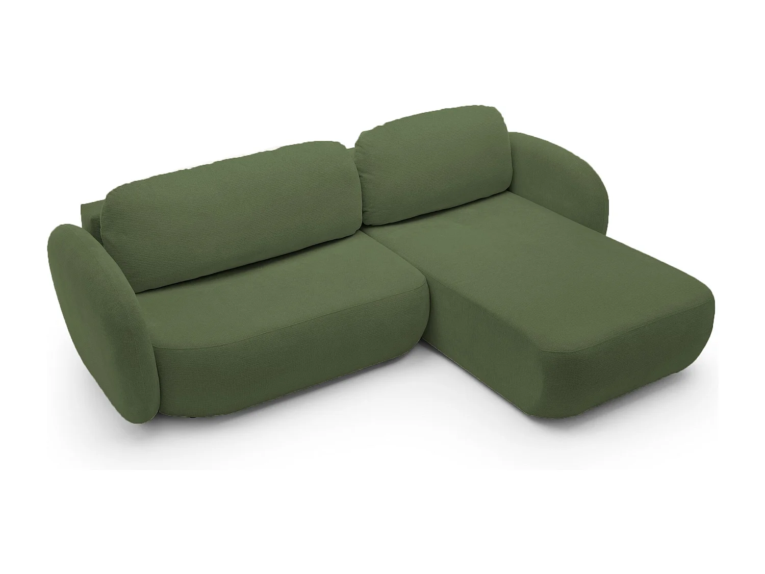 Hoekbank OLIO L-Form met Bed 138x210cm Lade en Verwijderbare Kussens – Rechts 248x174x86cm GROEN