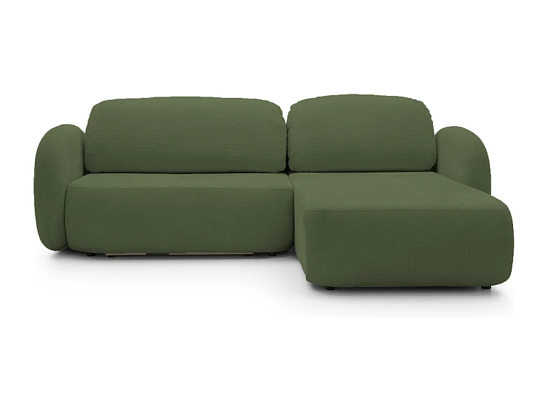 Canapé d'Angle OLIO L-Form avec Lit 138x210cm Coffre et Coussins Amovibles – Droite 248x174x86cm VERT