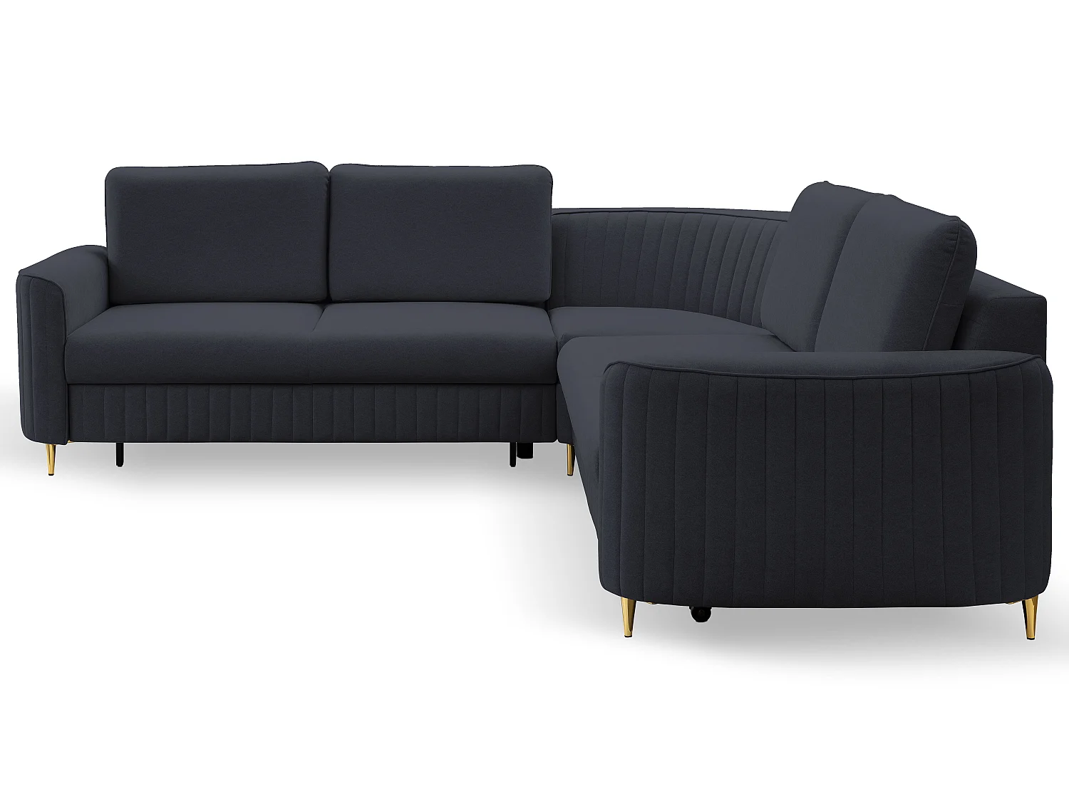 Canapé d'angle LAREN convertible, coffre de rangement, pieds en plastique, côté gauche, BLEU MARINE, 251x251x85 cm