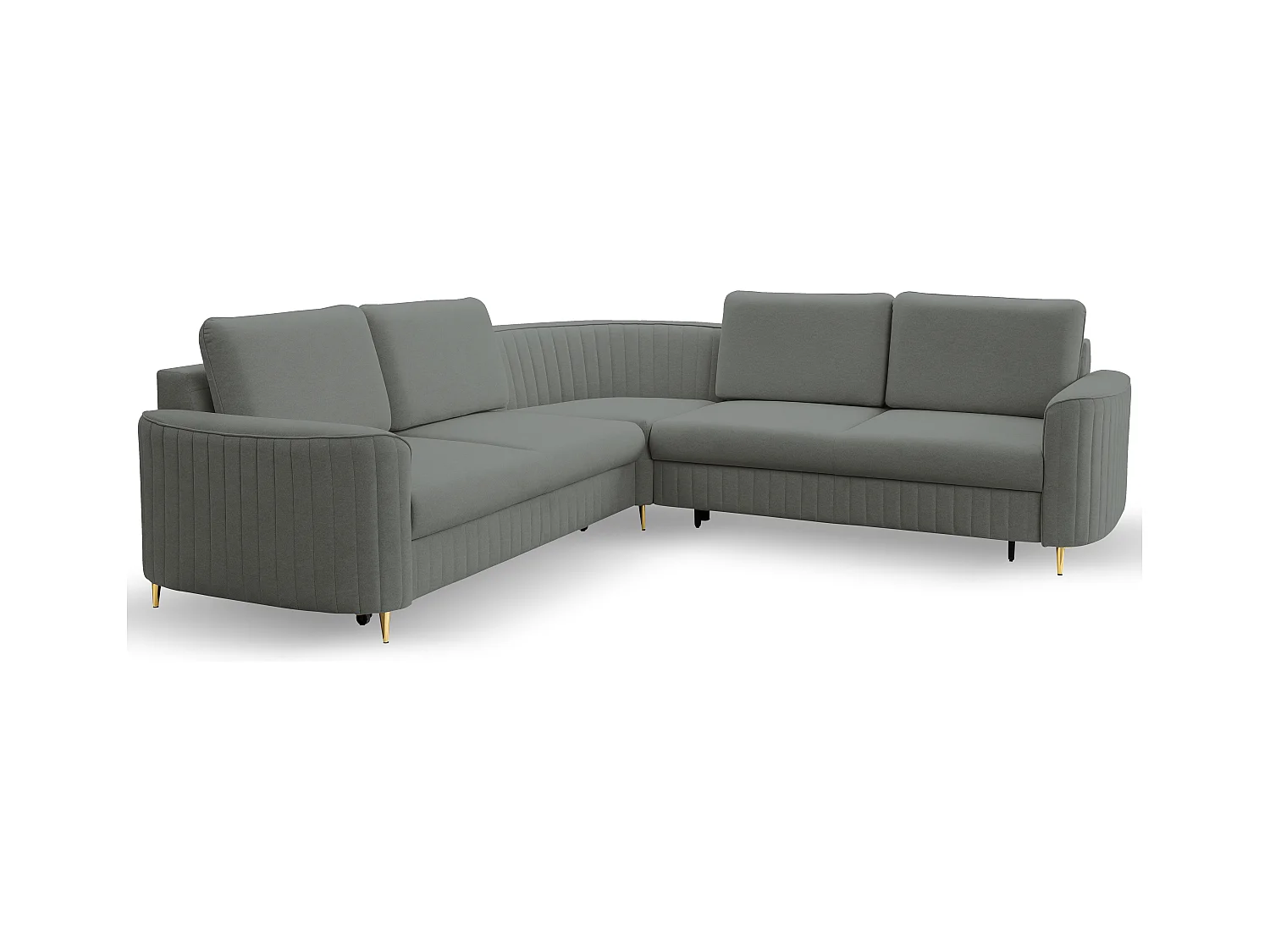Canapé d'angle LAREN convertible, coffre de rangement, pieds en plastique, côté droit, GRIS FONCÉ, 251x251x85 cm