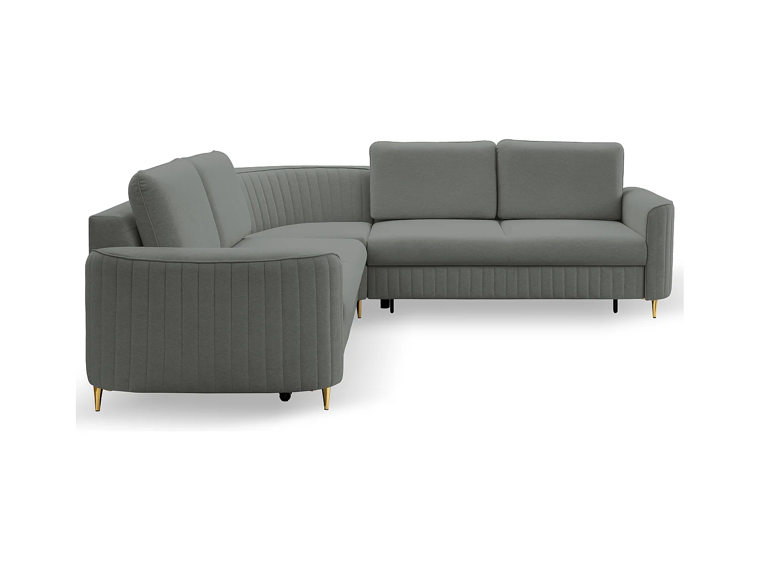 Canapé d'angle LAREN convertible, coffre de rangement, pieds en plastique, côté droit, GRIS FONCÉ, 251x251x85 cm