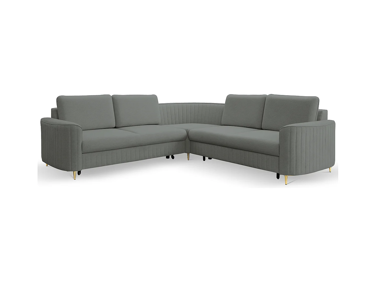 Canapé d'angle LAREN convertible, coffre de rangement, pieds en plastique, côté droit, GRIS FONCÉ, 251x251x85 cm
