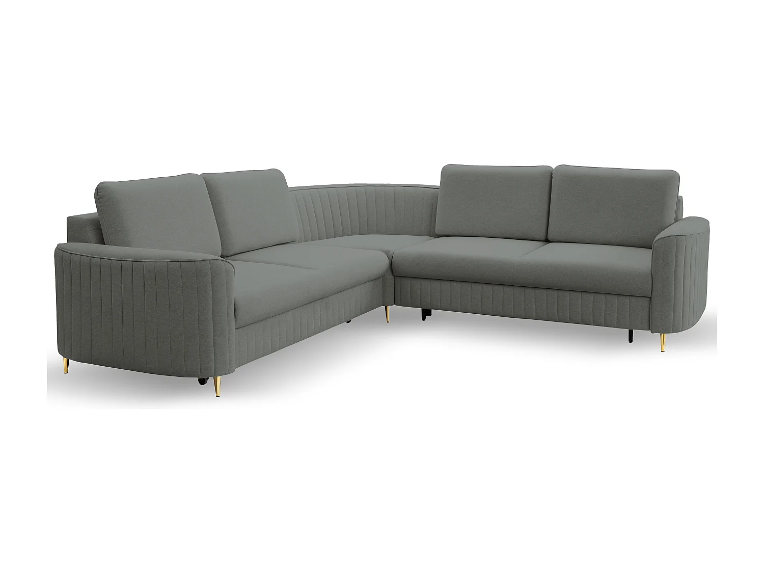 Canapé d'angle LAREN convertible, coffre de rangement, pieds en plastique, côté droit, GRIS FONCÉ, 251x251x85 cm