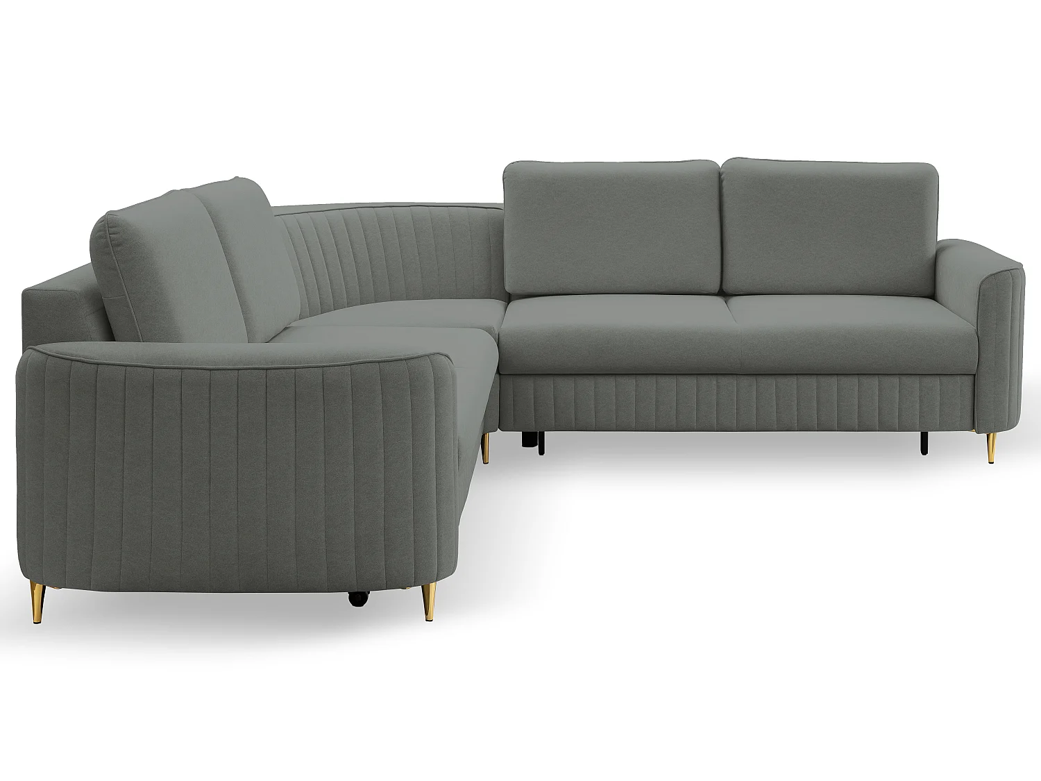 Canapé d'angle LAREN convertible, coffre de rangement, pieds en plastique, côté droit, GRIS FONCÉ, 251x251x85 cm