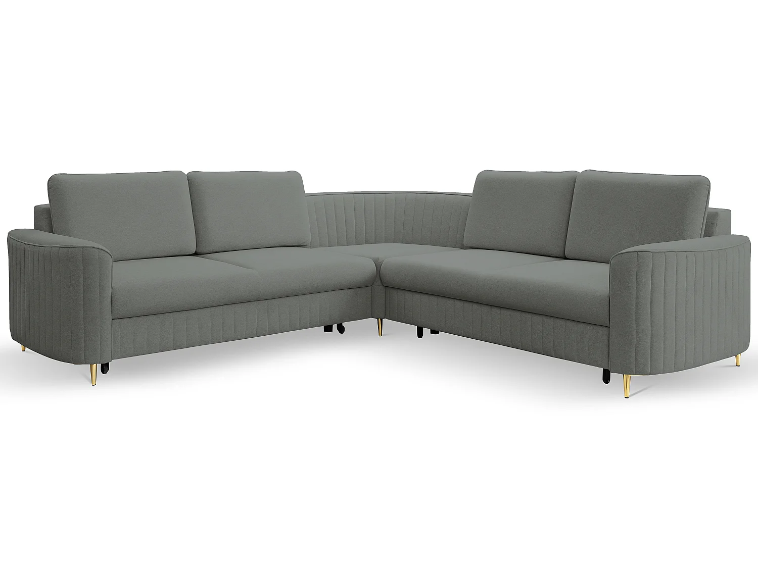 Canapé d'angle LAREN convertible, coffre de rangement, pieds en plastique, côté droit, GRIS FONCÉ, 251x251x85 cm