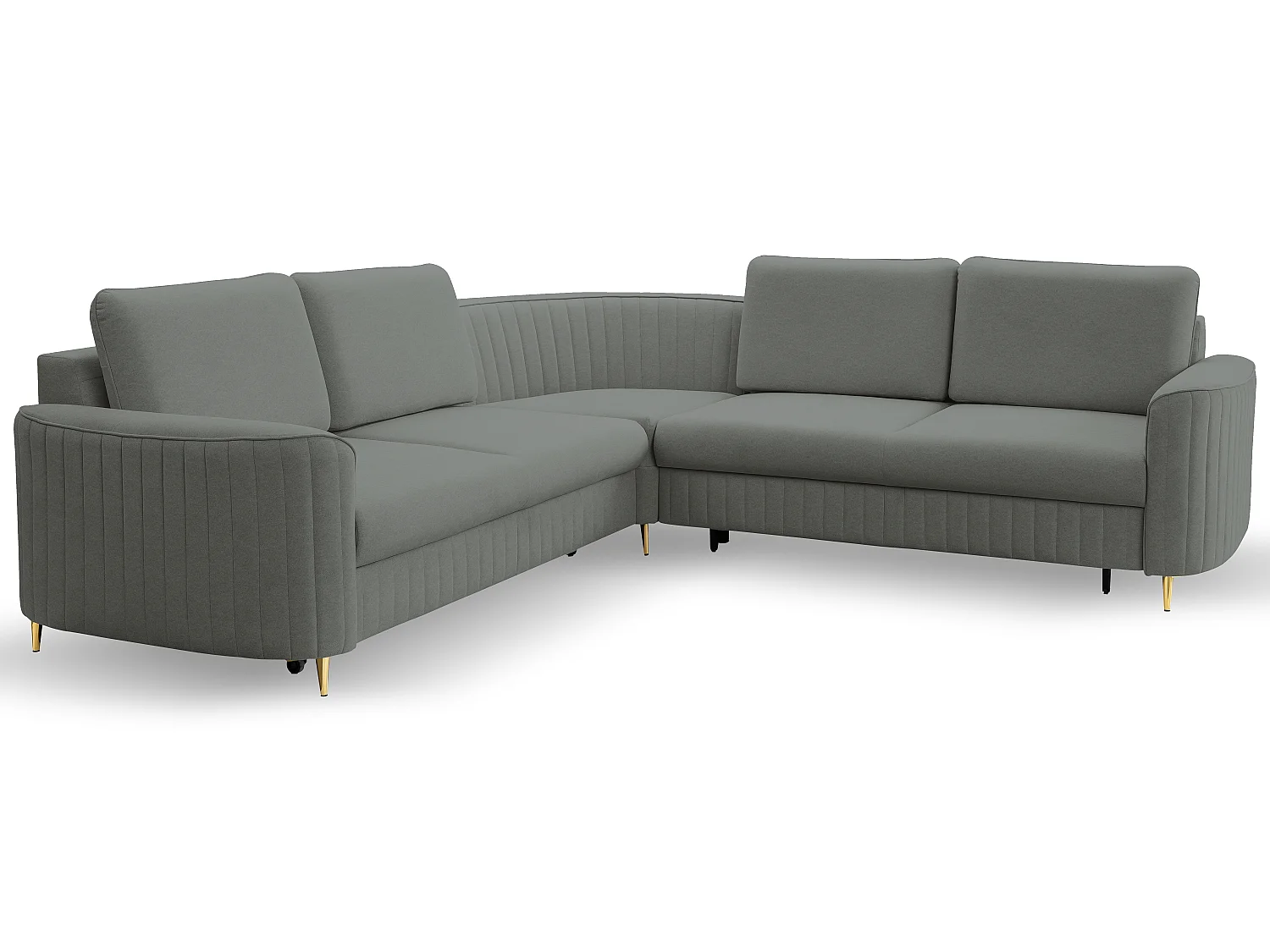 Canapé d'angle LAREN convertible, coffre de rangement, pieds en plastique, côté droit, GRIS FONCÉ, 251x251x85 cm