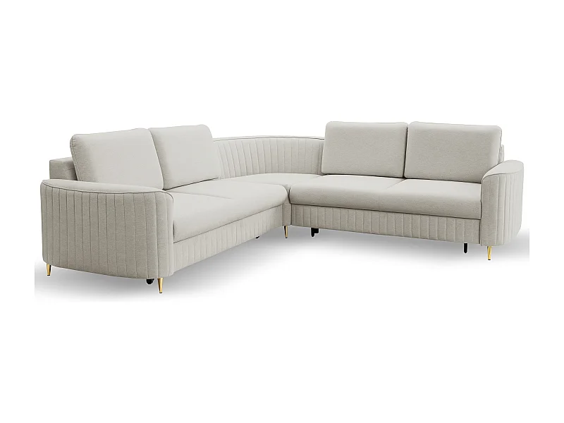 Ecksofa LAREN, modernes Schlafsofa mit Stauraum, Plastikfüße, linke Seite, HELL ASHLEY, 251x251x85 cm