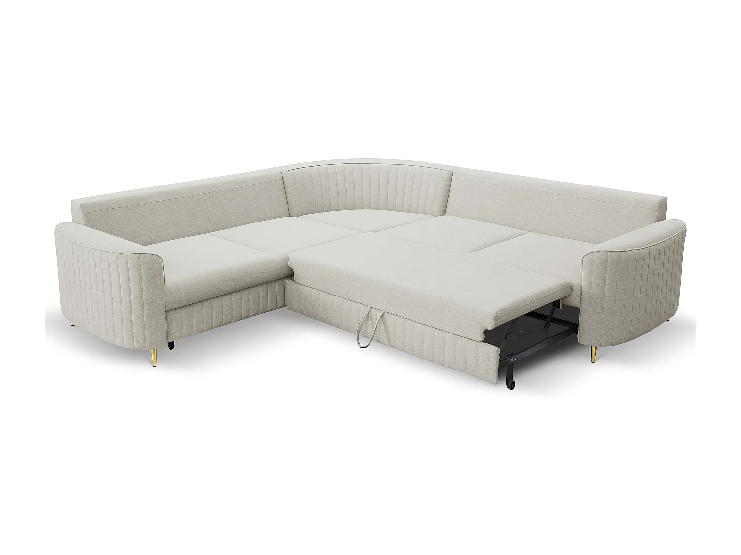 Canapé d'angle LAREN convertible, coffre de rangement, pieds en plastique, côté gauche, ASHLEY CLAIR, 251x251x85 cm