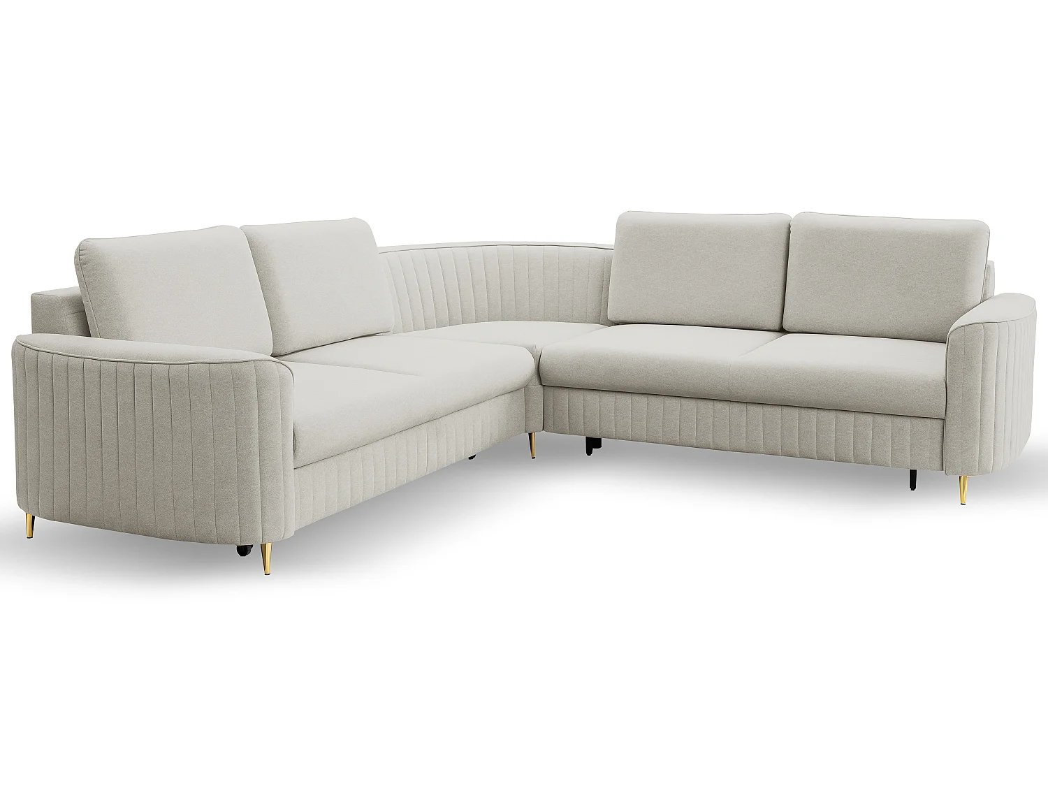 Ecksofa LAREN, modernes Schlafsofa mit Stauraum, Plastikfüße, linke Seite, HELL ASHLEY, 251x251x85 cm