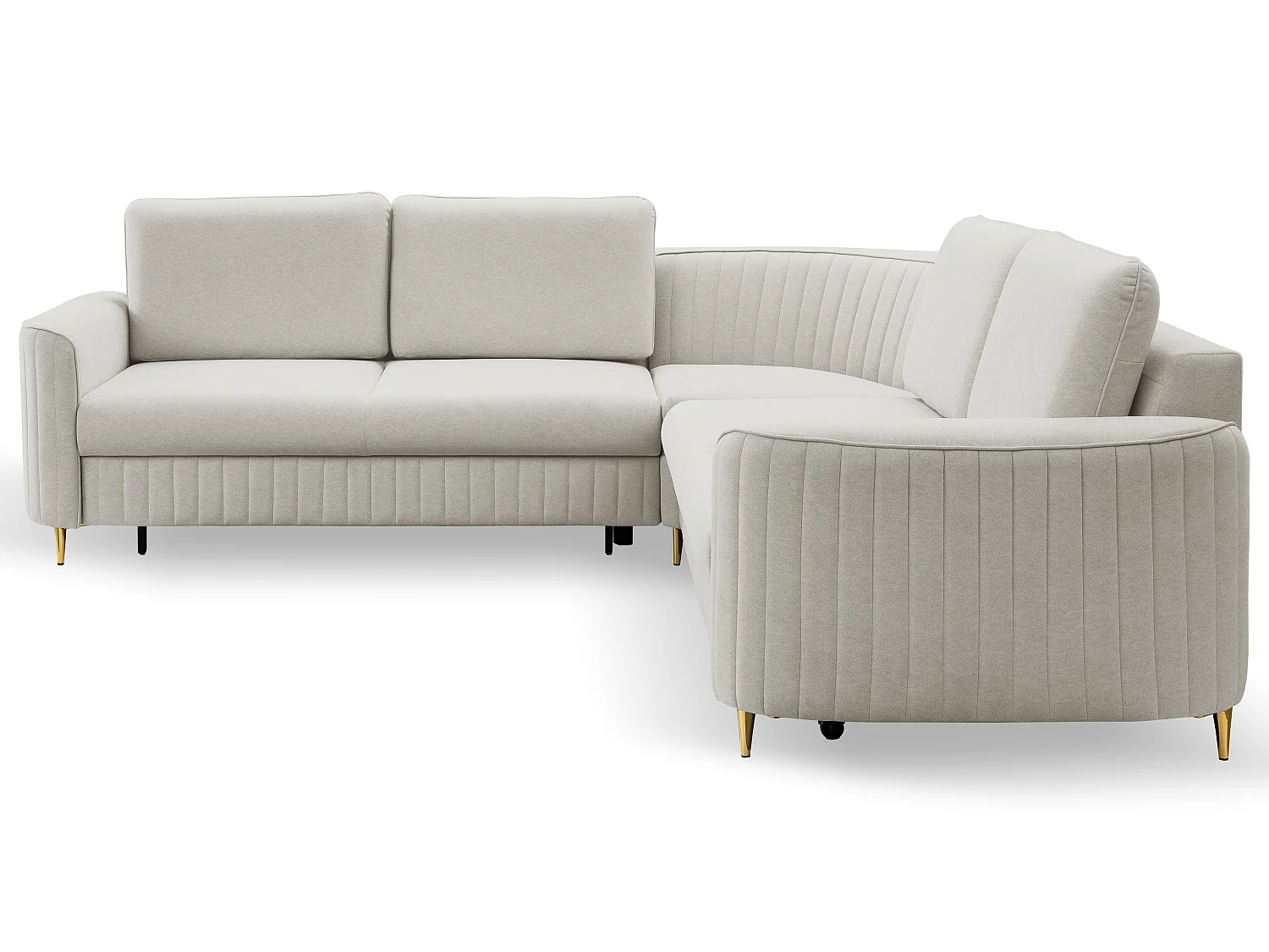 Ecksofa LAREN, modernes Schlafsofa mit Stauraum, Plastikfüße, linke Seite, HELL ASHLEY, 251x251x85 cm