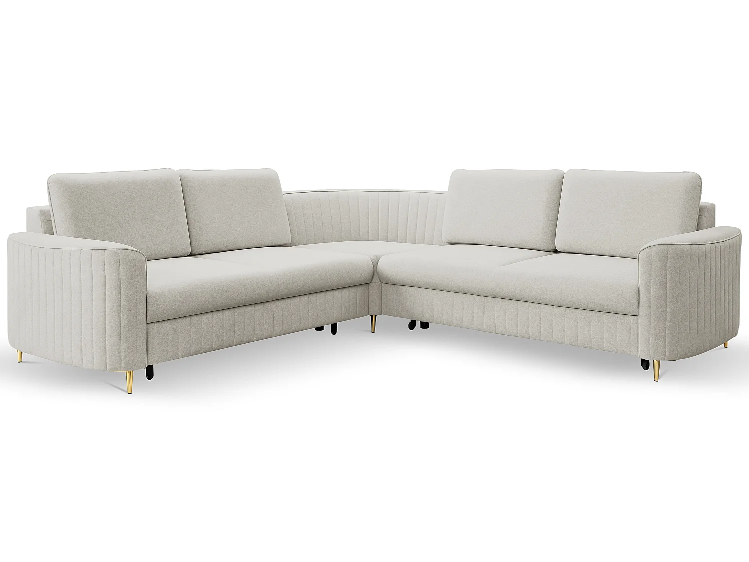 Ecksofa LAREN, modernes Schlafsofa mit Stauraum, Plastikfüße, linke Seite, HELL ASHLEY, 251x251x85 cm