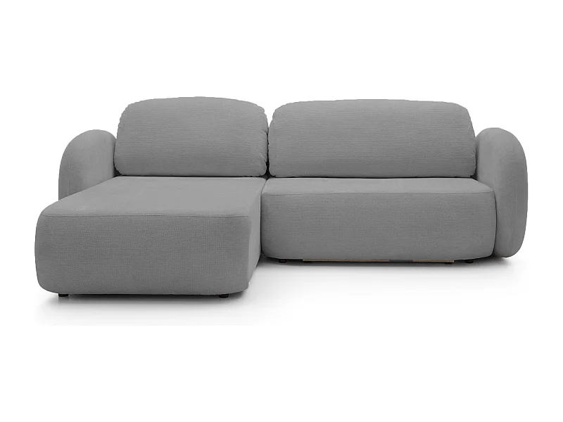 Ecksofa OLIO L-Form Schlaffunktion 138x210cm Bettkasten Lose Rückenkissen Freistehend Links 248x174x86cm DUNKEL SILBER