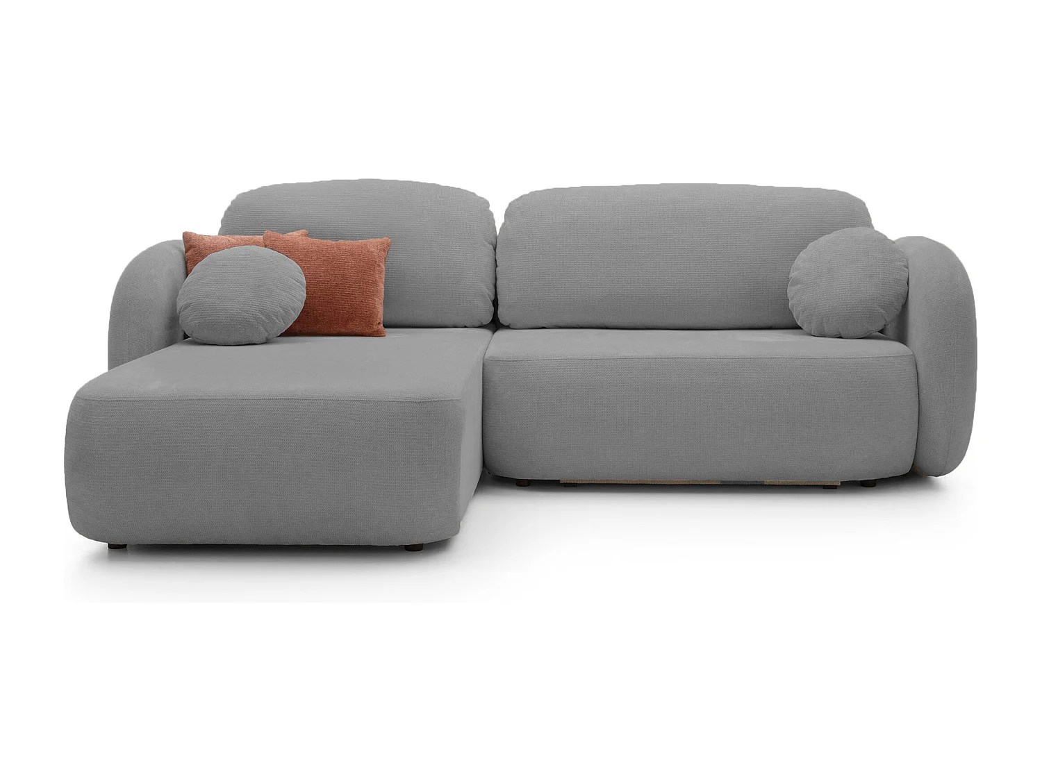 L-vormige hoekbank OLIO met slaapfunctie 138x210 cm, opbergbox en losse rugkussens – comfortabele slaapbank, links, 248x174x86 cm, DONKERZILVER