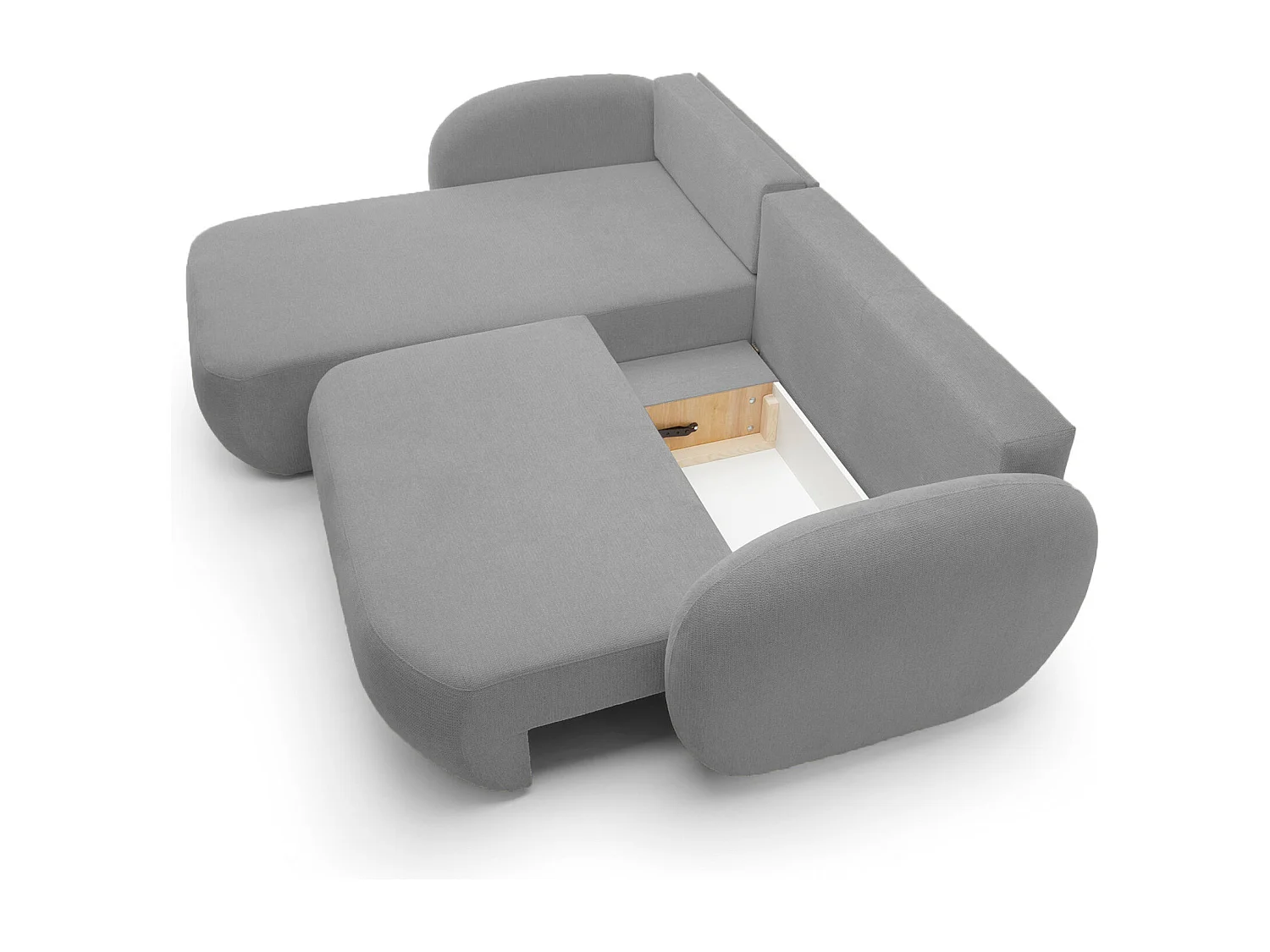 L-vormige hoekbank OLIO met slaapfunctie 138x210 cm, opbergbox en losse rugkussens – comfortabele slaapbank, links, 248x174x86 cm, DONKERZILVER