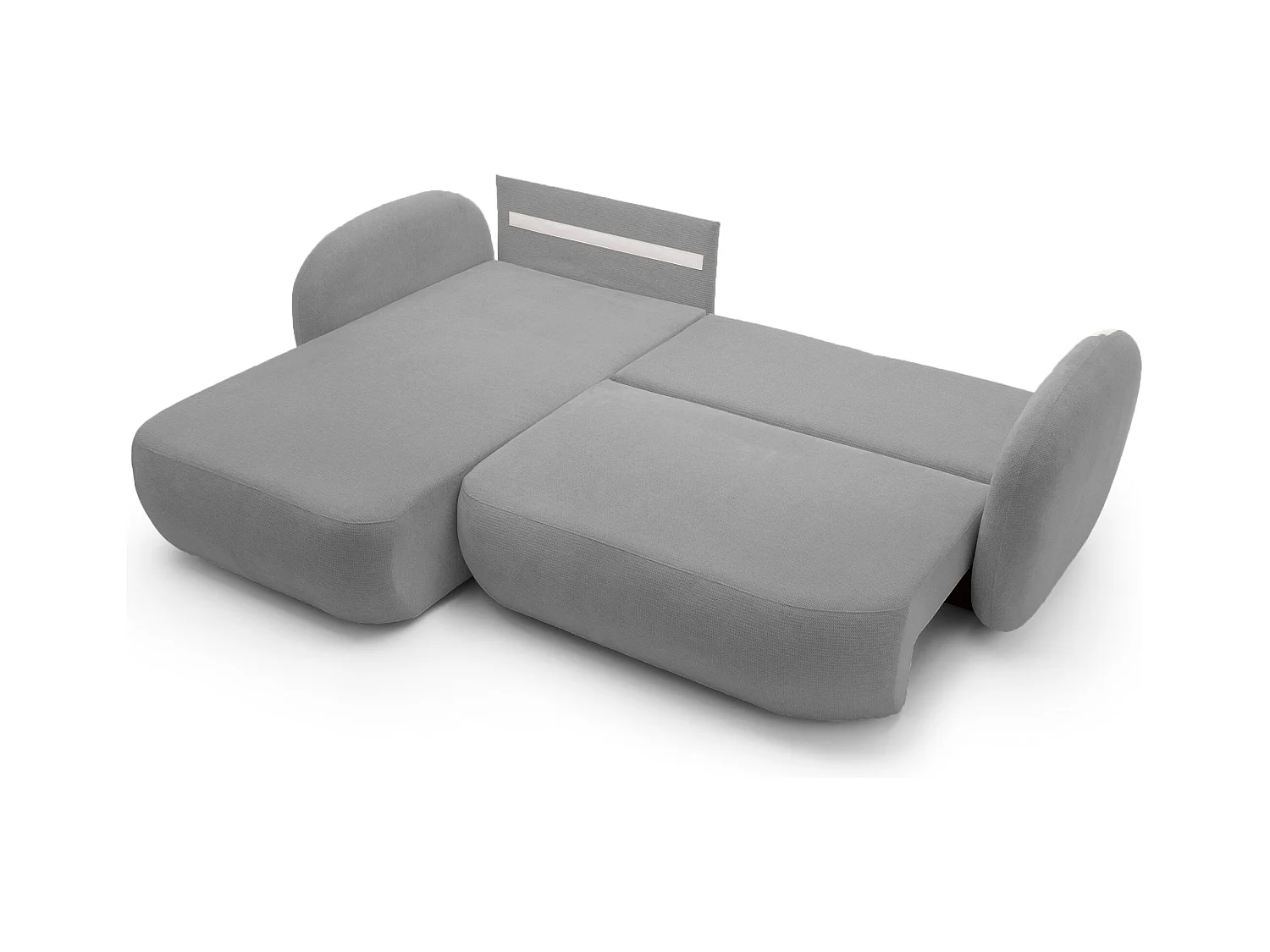 Canapé d'Angle OLIO L-Form avec Lit 138x210cm Coffre et Coussins Amovibles – Gauche 248x174x86cm ARGENT FONCÉ