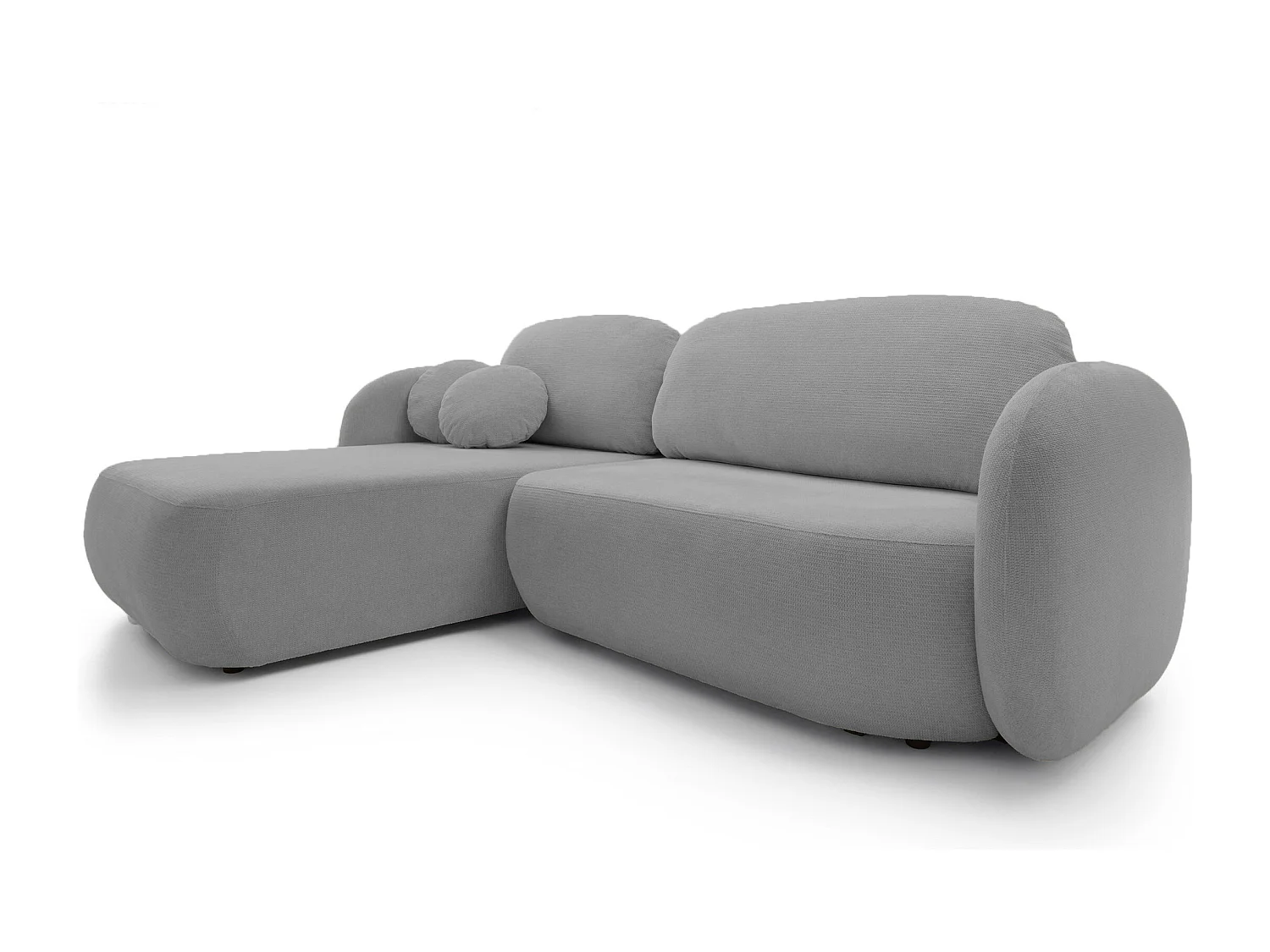 Canapé d'Angle OLIO L-Form avec Lit 138x210cm Coffre et Coussins Amovibles – Gauche 248x174x86cm ARGENT FONCÉ