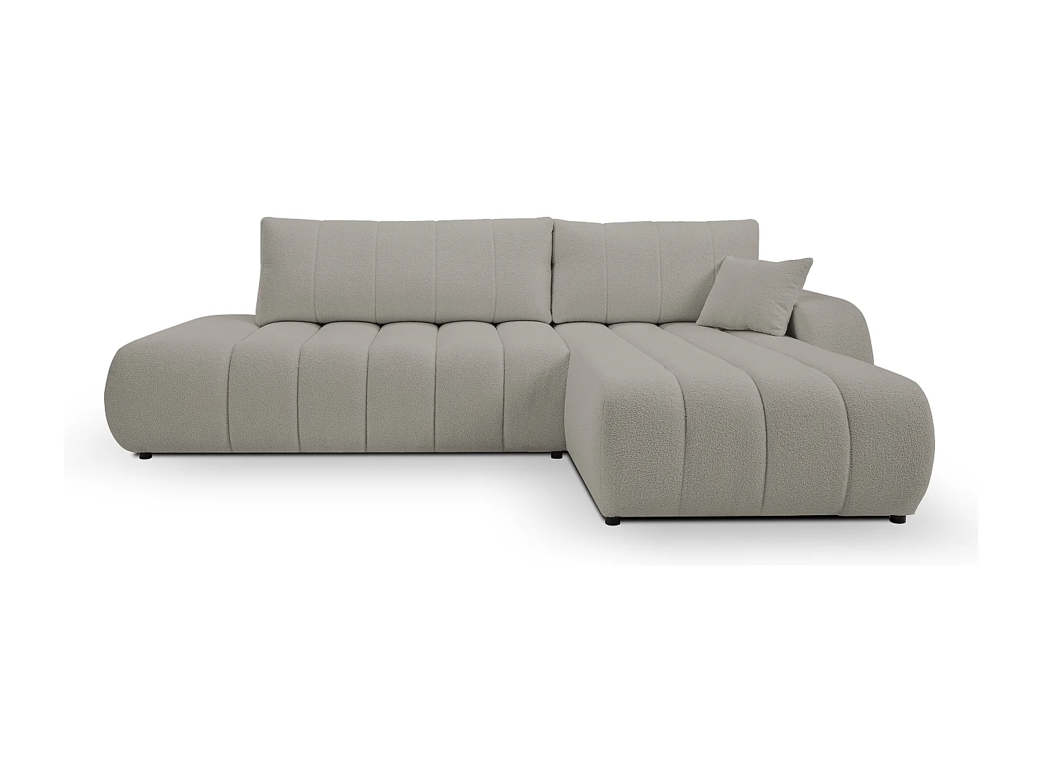 Bank met slaapfunctie en opbergdoos, comfortabele bekleding, stof, decoratieve kussens, rechterzijde, 276x88x176 cm, lichtgrijs