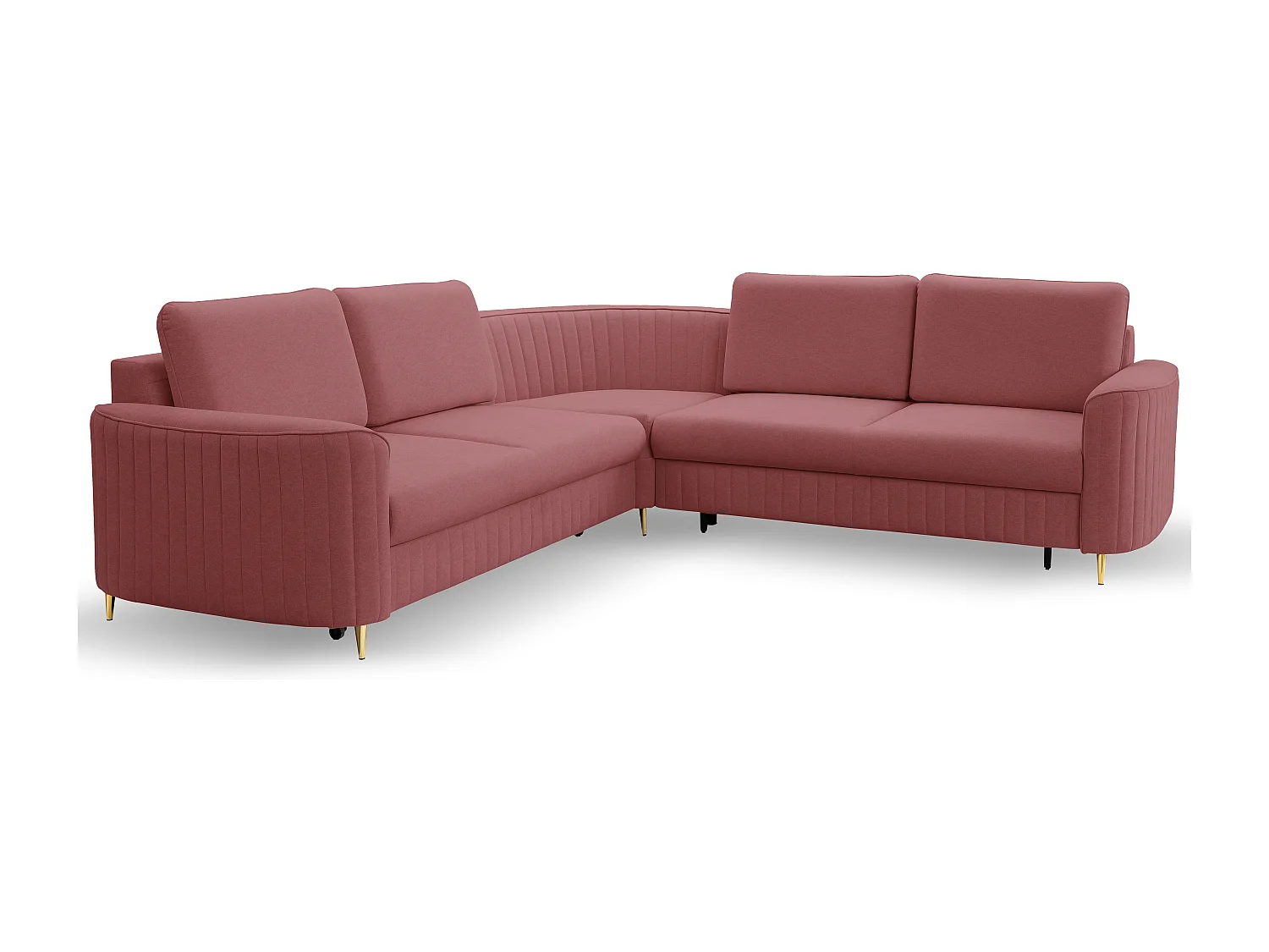 Canapé d'angle LAREN convertible, coffre de rangement, pieds en plastique, côté droit, BORDEAUX, 251x251x85 cm