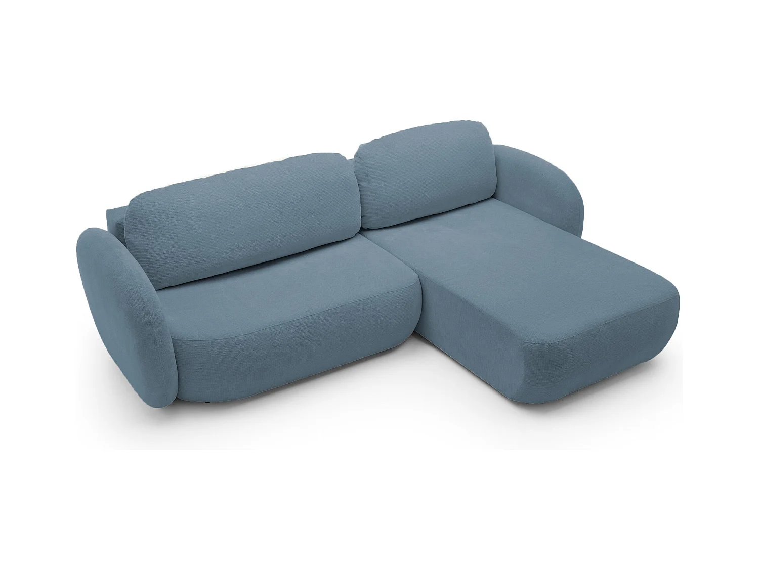 Canapé d'Angle OLIO L-Form avec Lit 138x210cm Coffre et Coussins Amovibles – Droite 248x174x86cm BLEU CLAIR