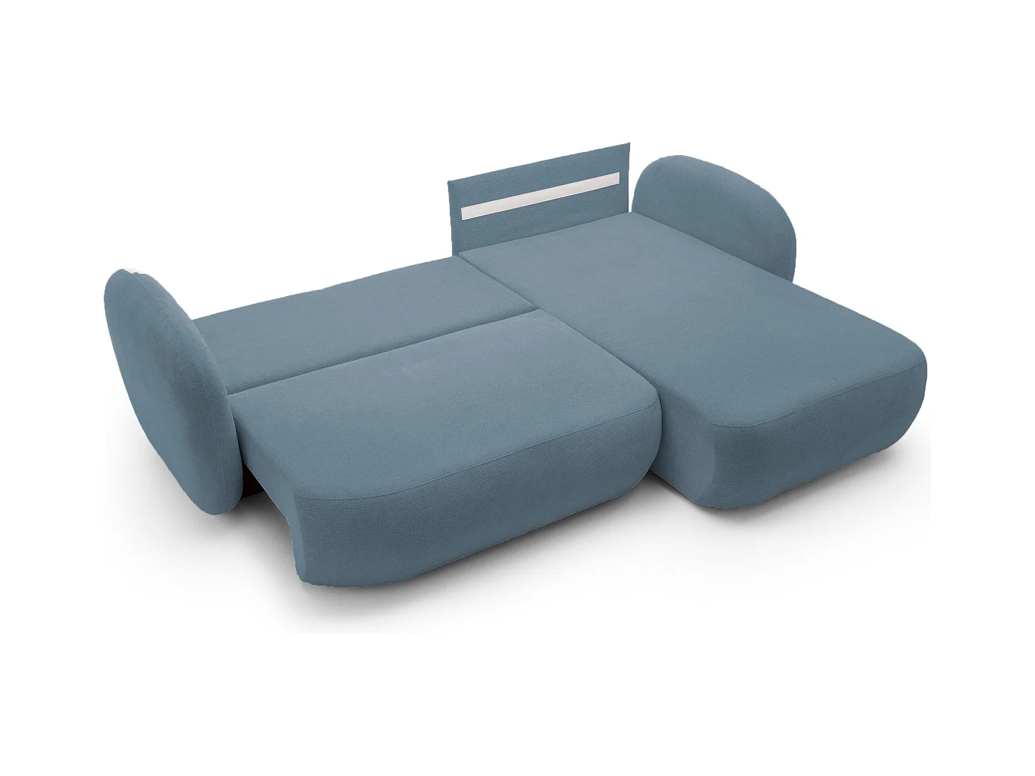 Canapé d'Angle OLIO L-Form avec Lit 138x210cm Coffre et Coussins Amovibles – Droite 248x174x86cm BLEU CLAIR