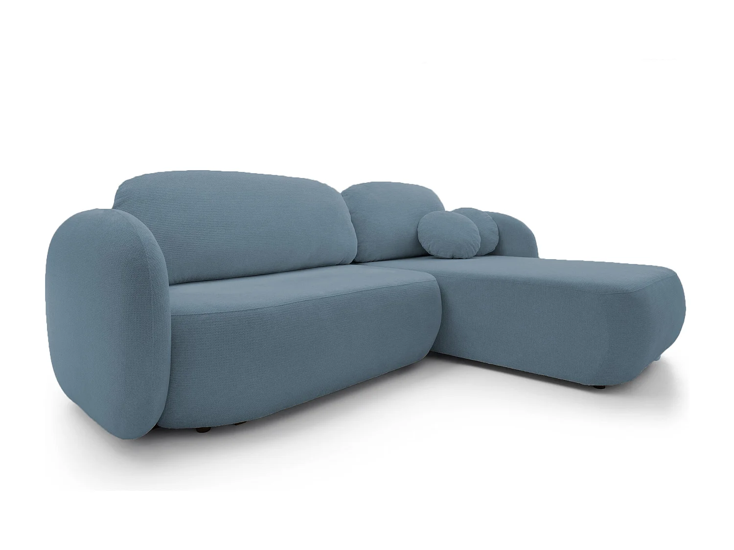 Canapé d'Angle OLIO L-Form avec Lit 138x210cm Coffre et Coussins Amovibles – Droite 248x174x86cm BLEU CLAIR