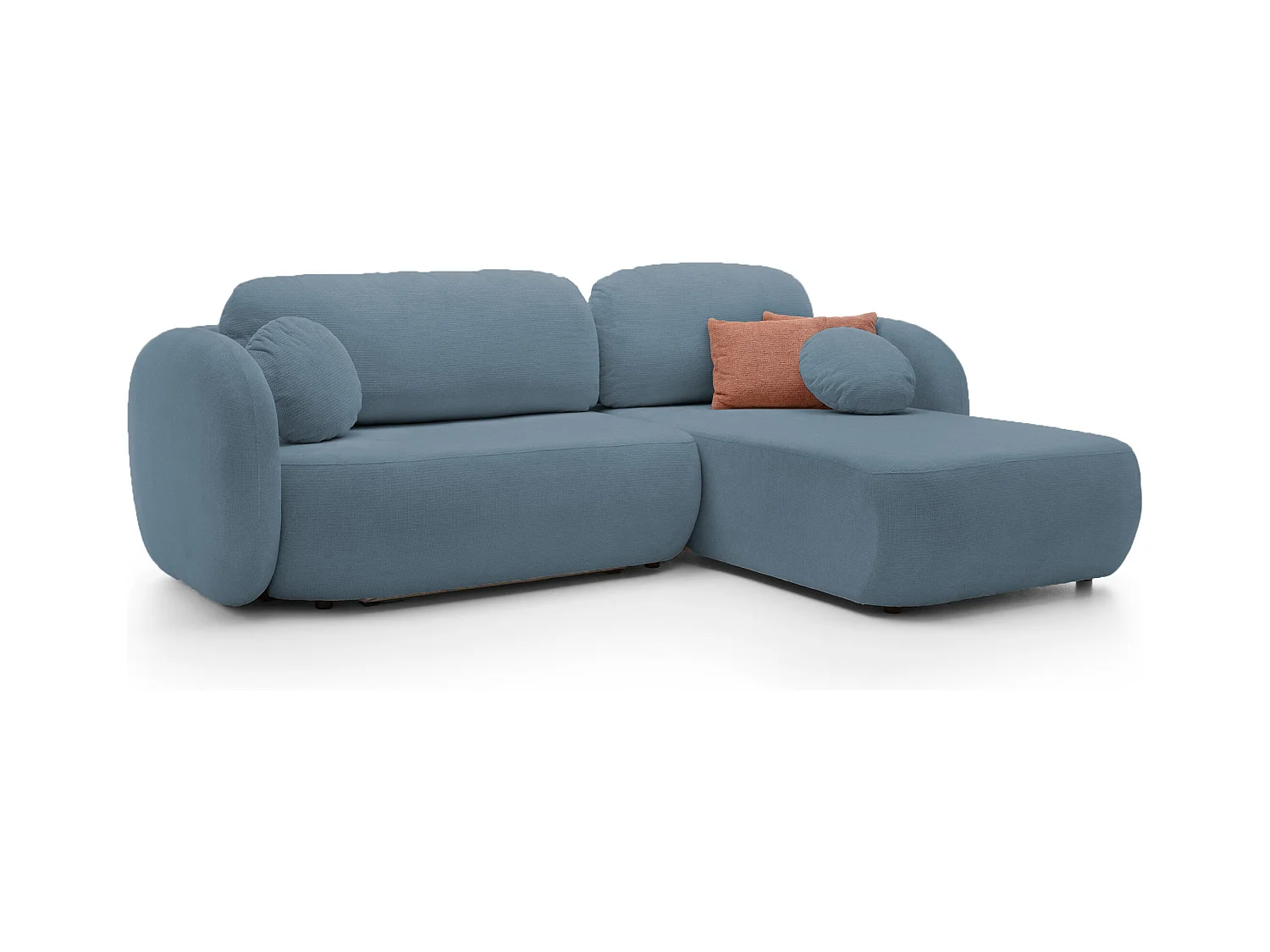 Canapé d'Angle OLIO L-Form avec Lit 138x210cm Coffre et Coussins Amovibles – Droite 248x174x86cm BLEU CLAIR