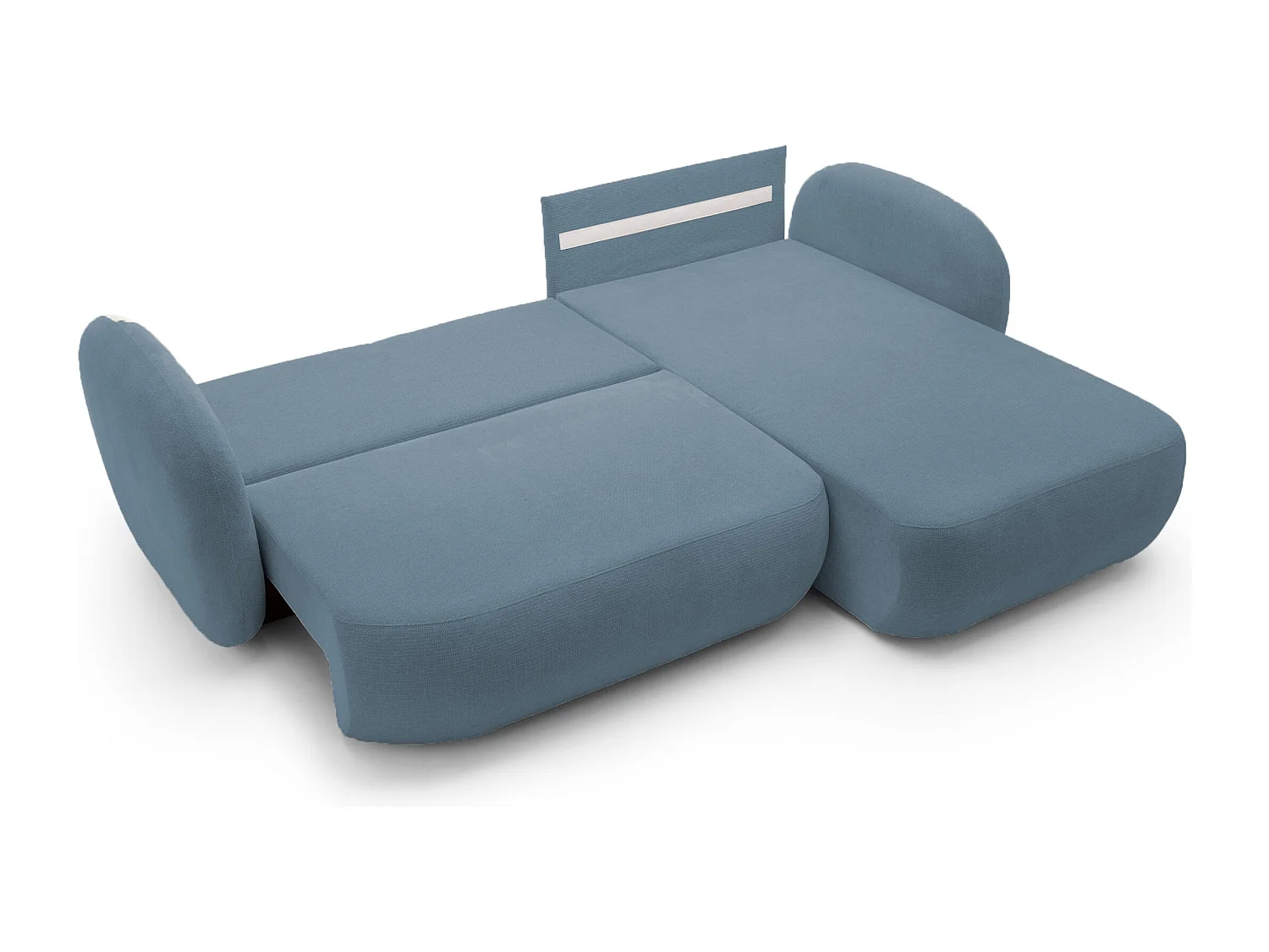 Canapé d'Angle OLIO L-Form avec Lit 138x210cm Coffre et Coussins Amovibles – Droite 248x174x86cm BLEU CLAIR
