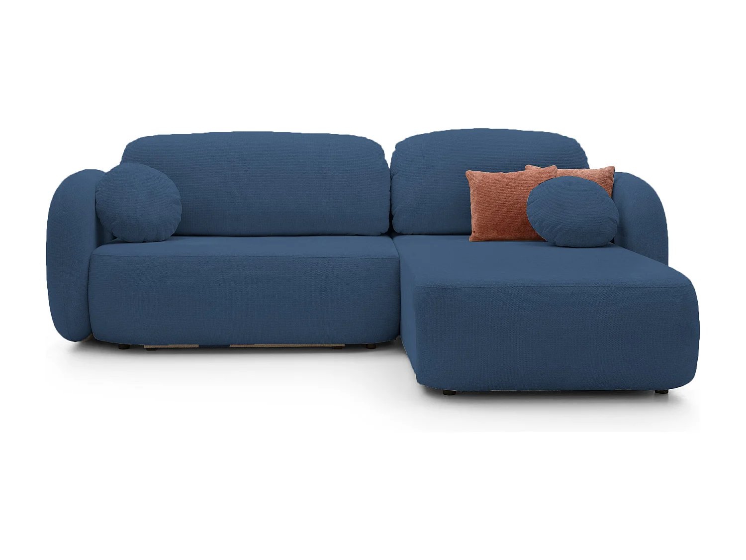 Hoekbank OLIO L-Form met Bed 138x210cm Lade en Verwijderbare Kussens – Rechts 248x174x86cm BLAUW