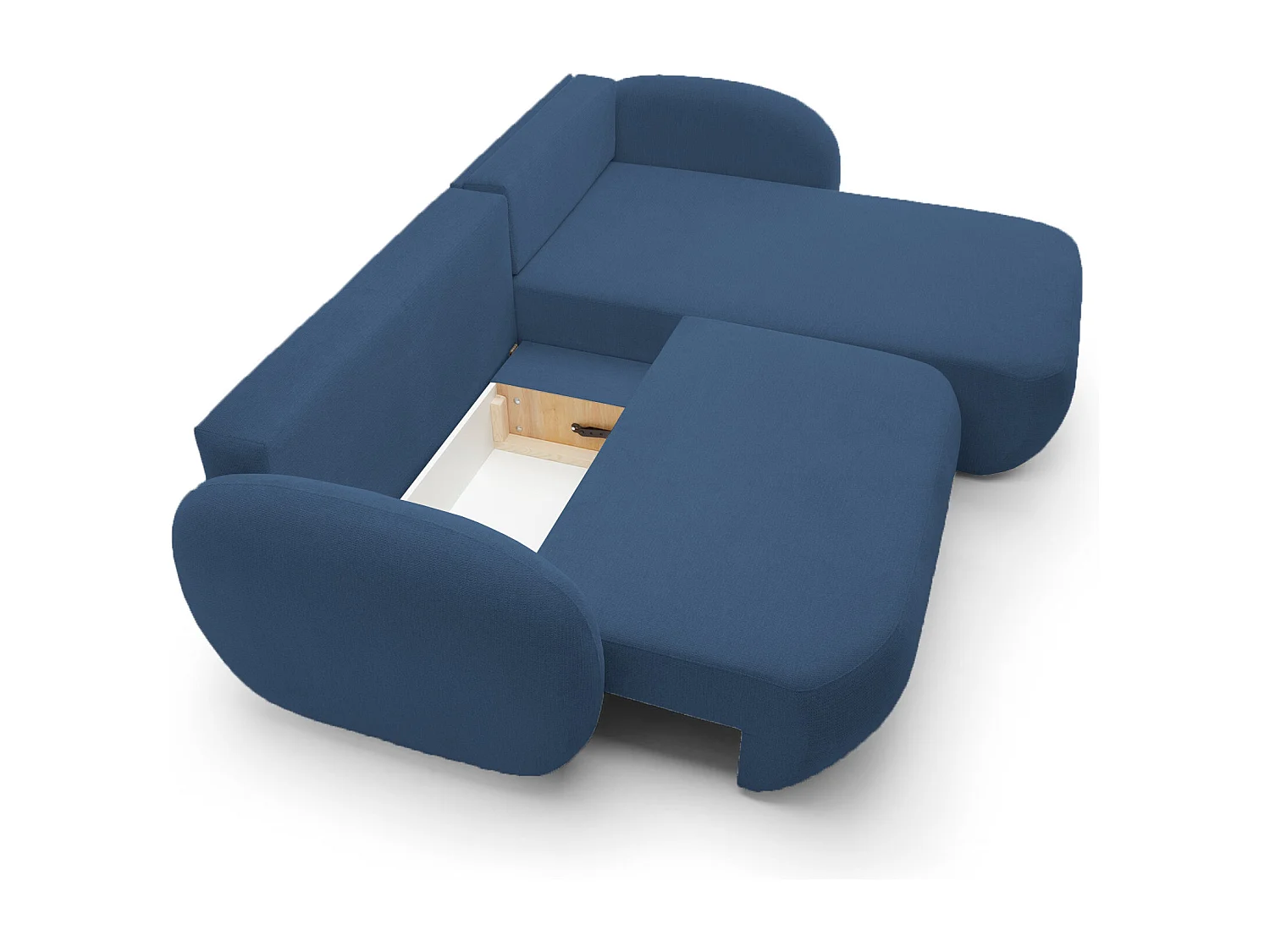 Hoekbank OLIO L-Form met Bed 138x210cm Lade en Verwijderbare Kussens – Rechts 248x174x86cm BLAUW