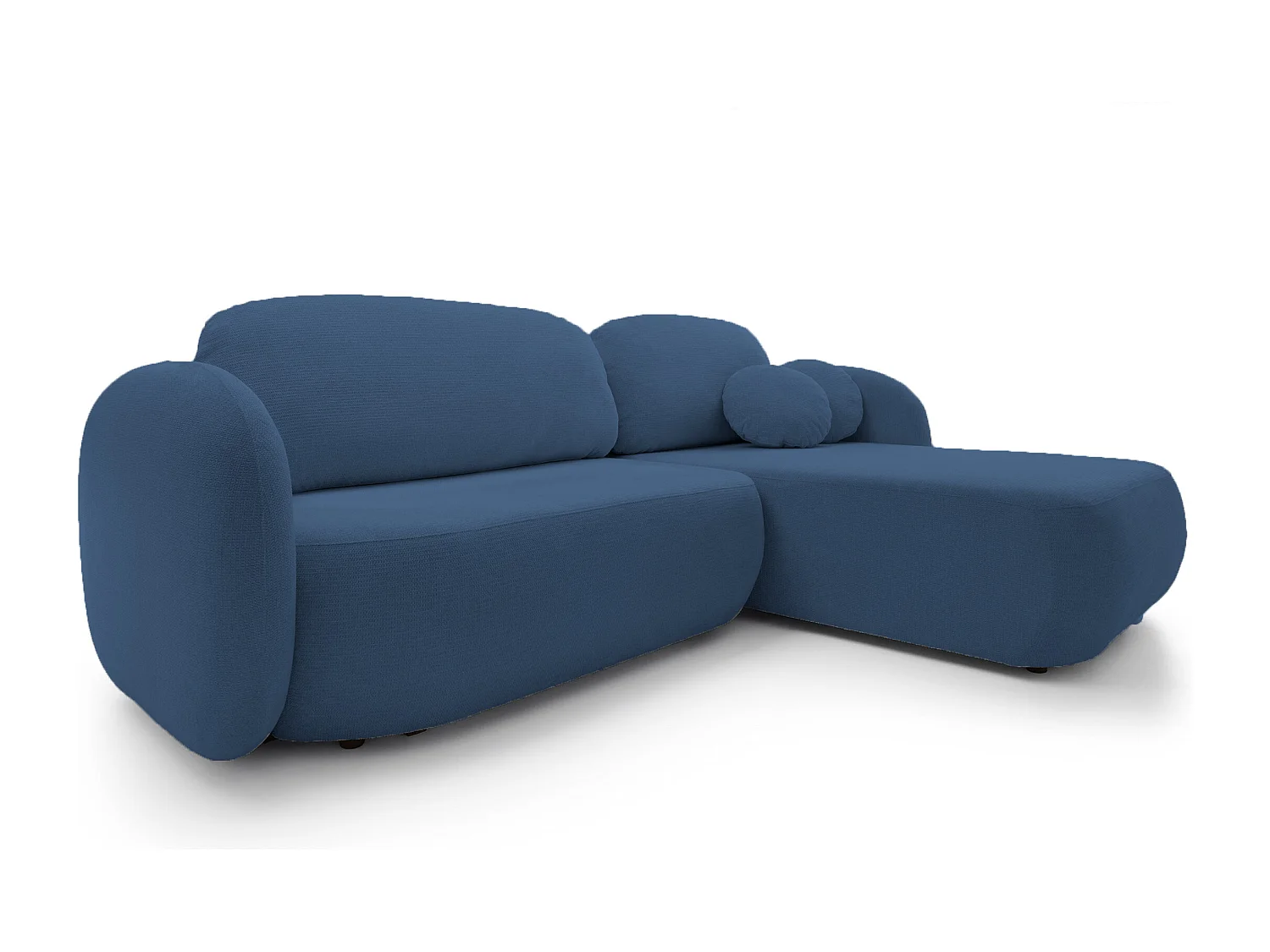 Hoekbank OLIO L-Form met Bed 138x210cm Lade en Verwijderbare Kussens – Rechts 248x174x86cm BLAUW