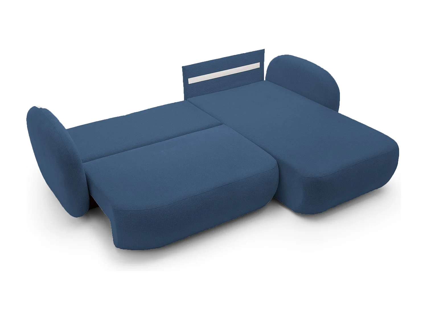 Canapé d'Angle OLIO L-Form avec Lit 138x210cm Coffre et Coussins Amovibles – Droite 248x174x86cm BLEU