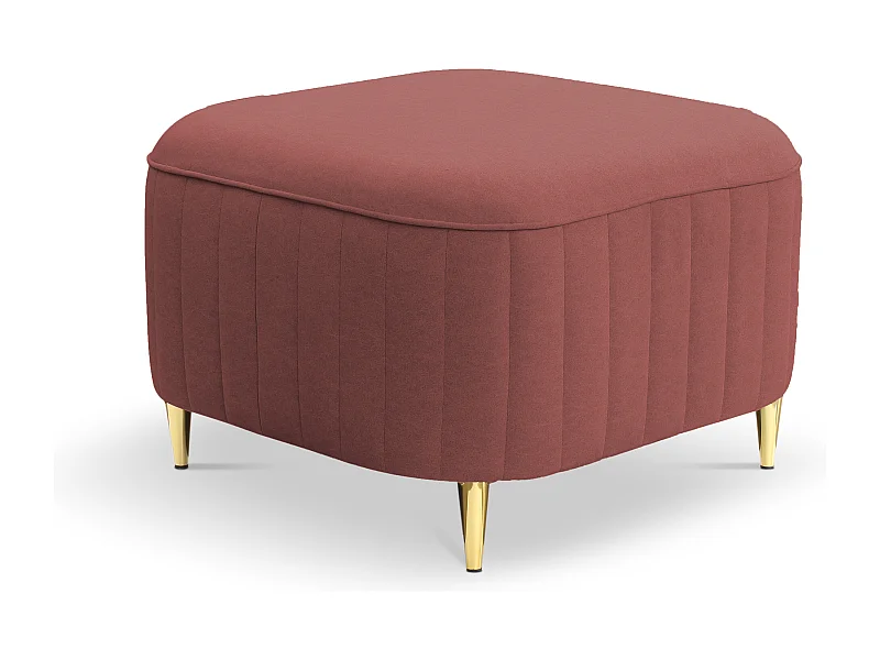 Pouf LAREN - Design moderne, pieds métalliques, tapisserie de haute qualité, pouf de siège, repose-pieds 60x60x41cm BOURGOGNE