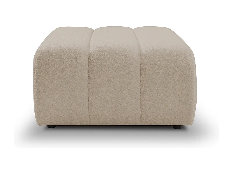 Pouf BALOO - Komfortabler Pouf mit Holzrahmen, PUR-Schaum, schwarze Kunststofffüße, modernes Design 82x75x41cm Beige