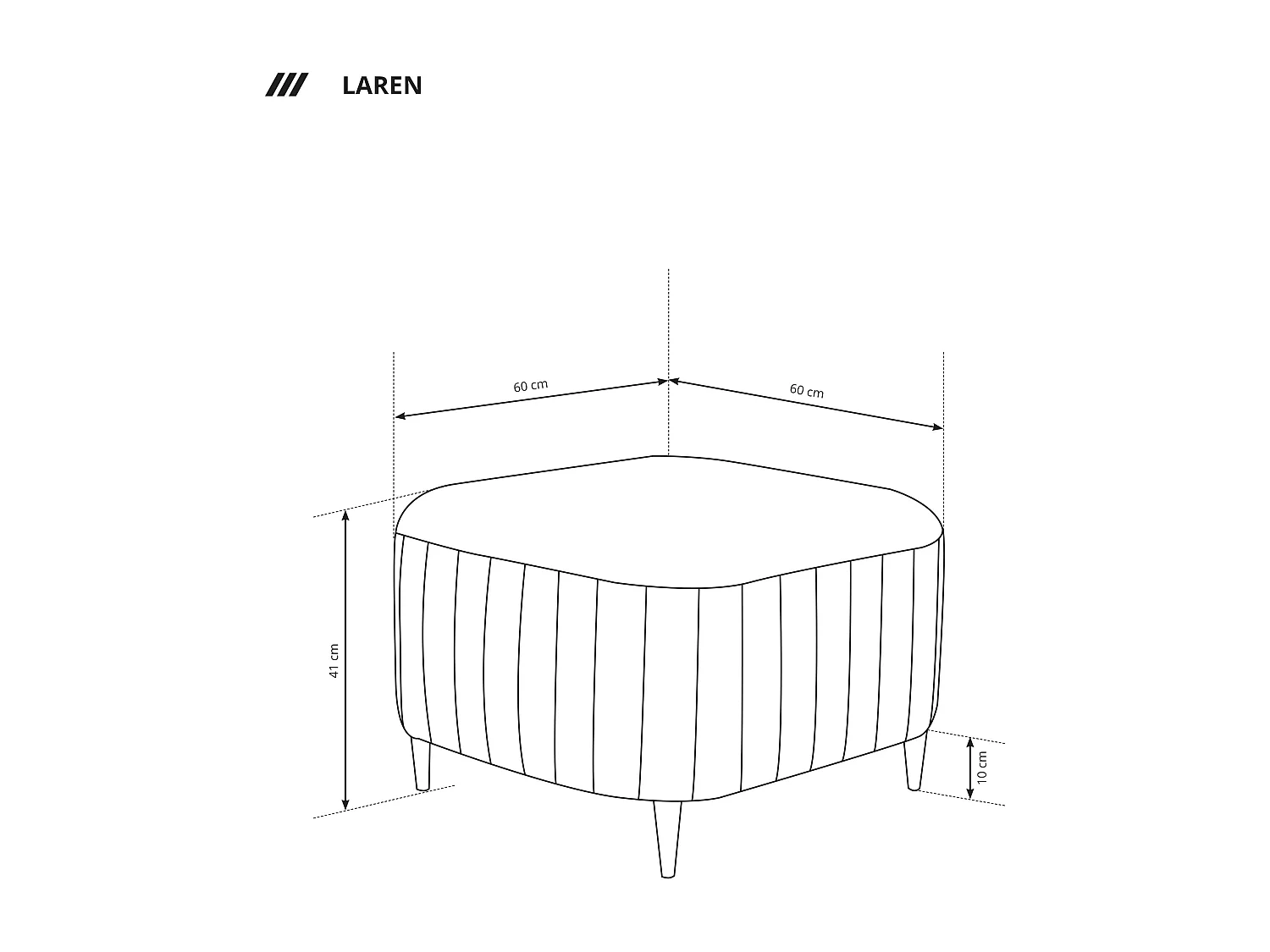 Pouf LAREN - Design moderne, pieds métalliques, tapisserie de haute qualité, pouf de siège, repose-pieds 60x60x41cm ROSE