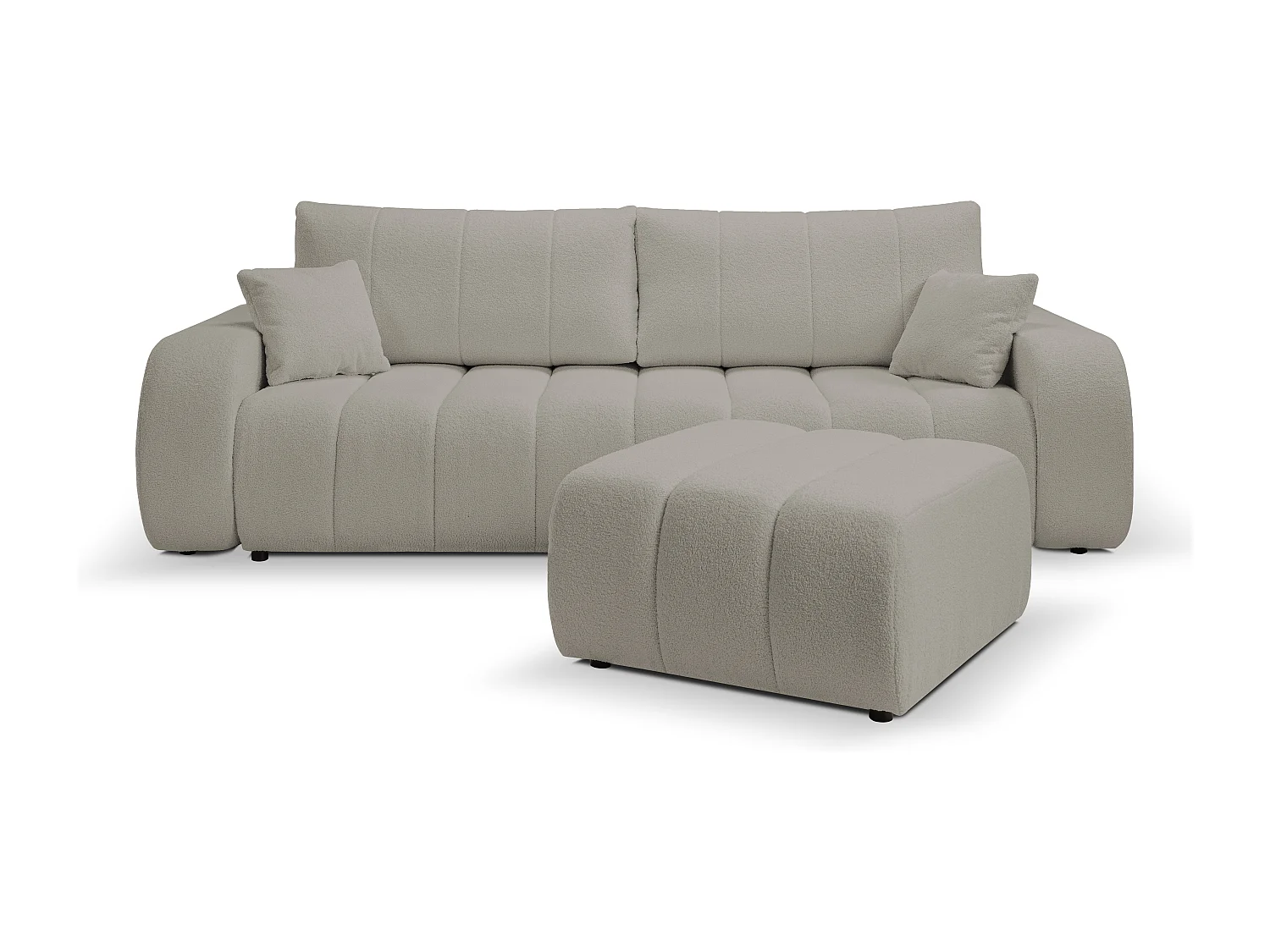 BALOO Poef - Comfortabele poef met houten frame, PUR-schuim, zwarte kunststof poten, modern design 82x75x41cm Lichtgrijs