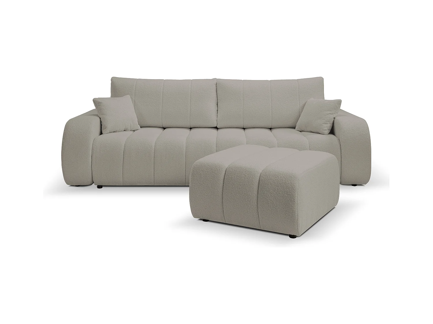 Pouf BALOO - Pouf confortable avec cadre en bois, mousse PUR, pieds noirs en plastique, design moderne 82x75x41cm Gris clair