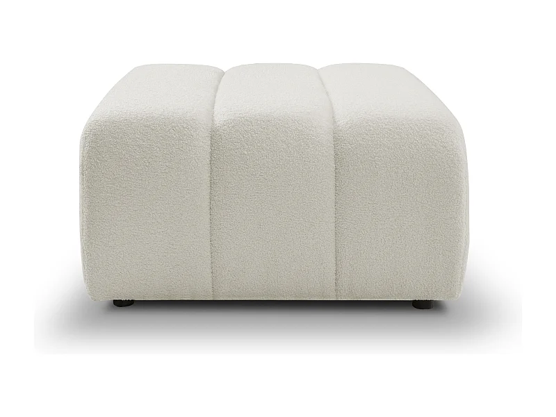 Pouf BALOO - Pouf confortable avec cadre en bois, mousse PUR, pieds noirs en plastique, design moderne 82x75x41cm Blanc