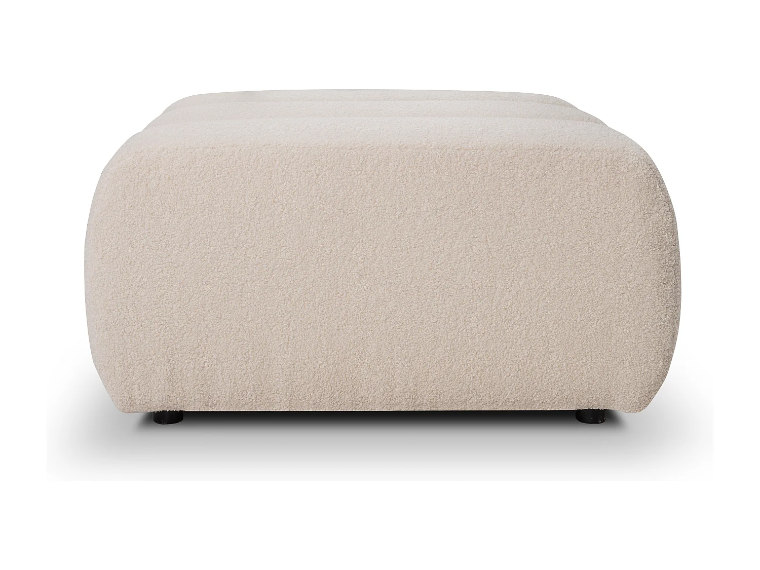 Pouf BALOO - Pouf confortable avec cadre en bois, mousse PUR, pieds noirs en plastique, design moderne 82x75x41cm Crème