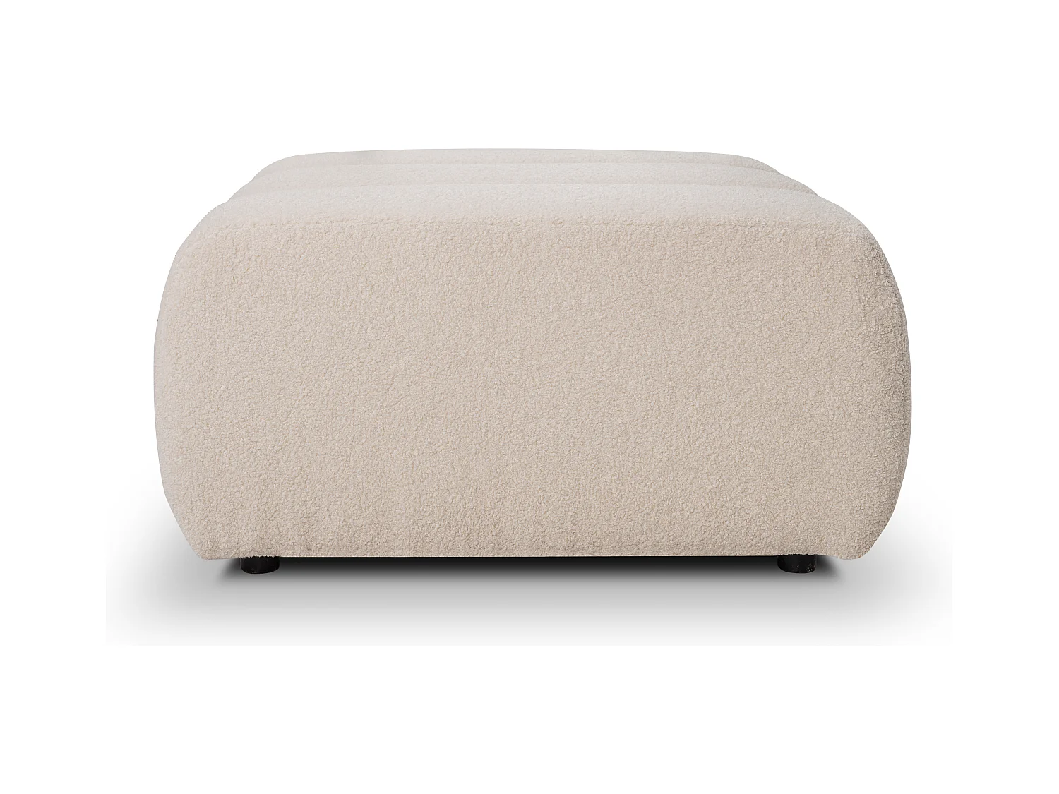 Pouf BALOO - Pouf confortable avec cadre en bois, mousse PUR, pieds noirs en plastique, design moderne 82x75x41cm Crème