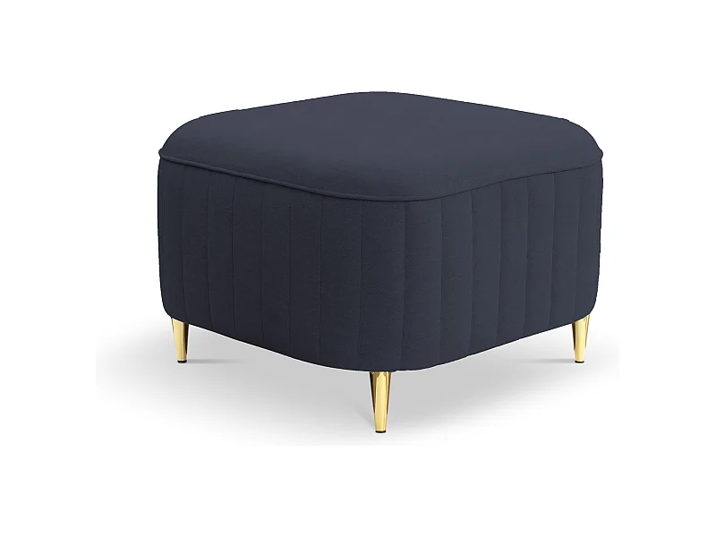 Pouf LAREN - Design moderne, pieds métalliques, tapisserie de haute qualité, pouf de siège, repose-pieds 60x60x41cm BLEU MARINE