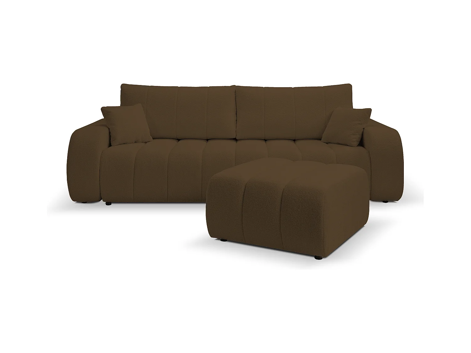 Pouf BALOO - Pouf confortable avec cadre en bois, mousse PUR, pieds noirs en plastique, design moderne 82x75x41cm Marron