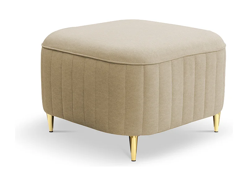 Pouf LAREN - Modernes Design, Metallfüße, hochwertige Polsterung, Sitzpouf, Fußstütze 60x60x41cm BEIGE