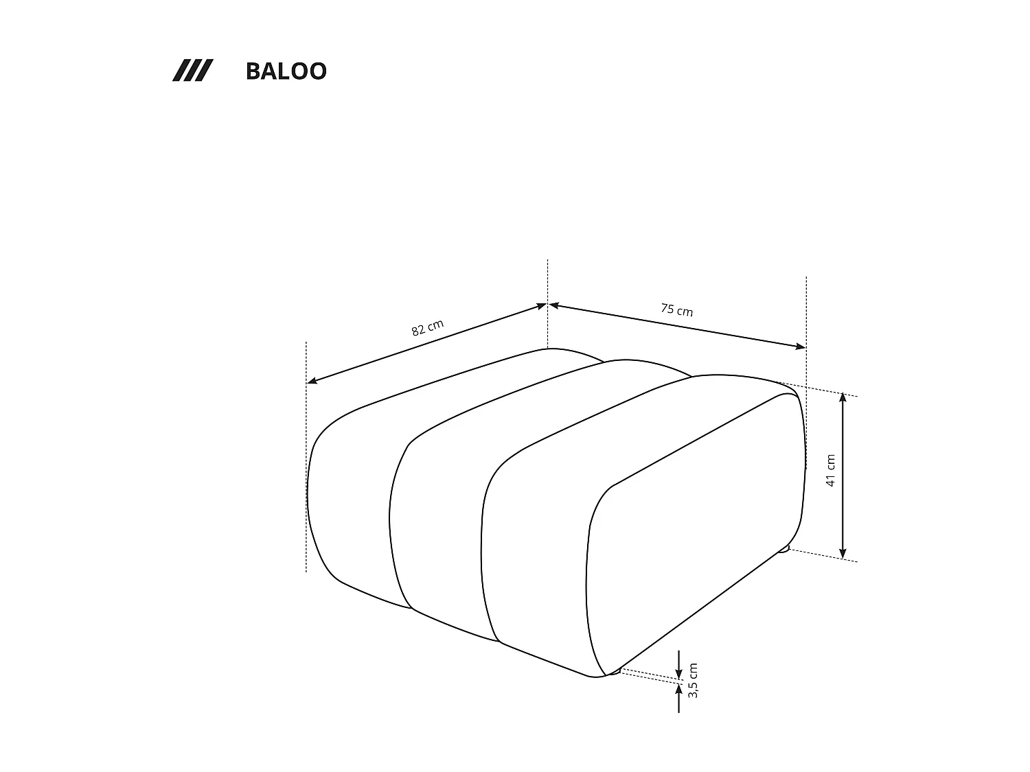 BALOO Poef - Comfortabele poef met houten frame, PUR-schuim, zwarte kunststof poten, modern design 82x75x41cm Lichtbruin