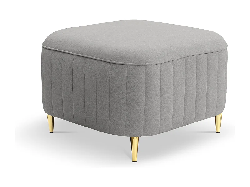Pouf LAREN - Design moderne, pieds métalliques, tapisserie de haute qualité, pouf de siège, repose-pieds 60x60x41cm GRIS CLAIR