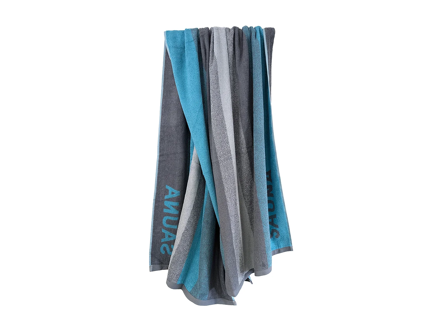 Drap de sauna 85x200 cm pur coton collection SAUNA à rayures bleu