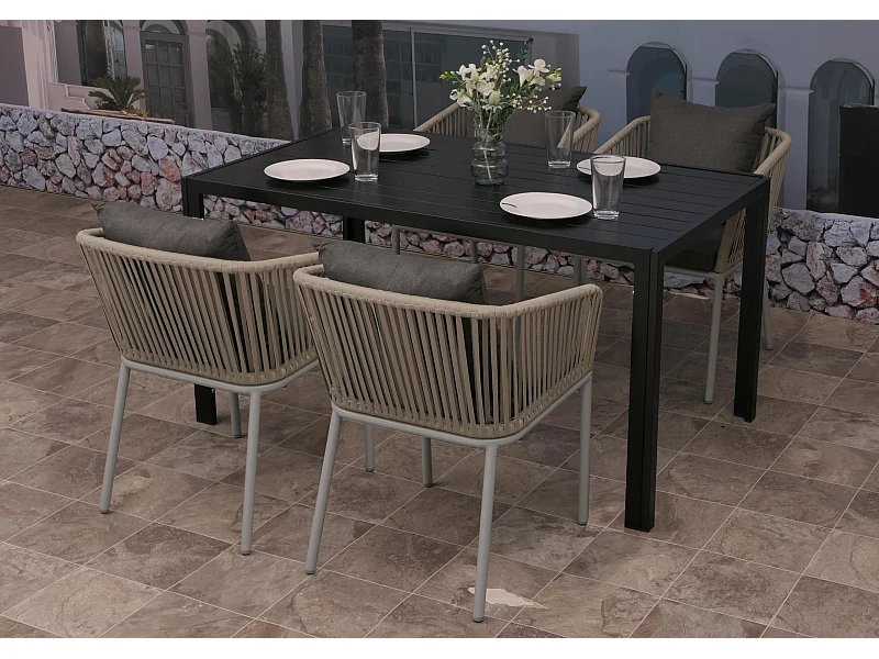 Tuinset MCW-N41 (5-delig),  grijs, kussens donkergrijs