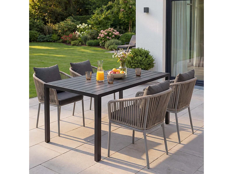 Ensemble de jardin MCW-N41 (5 pièces),  gris, coussin gris foncé